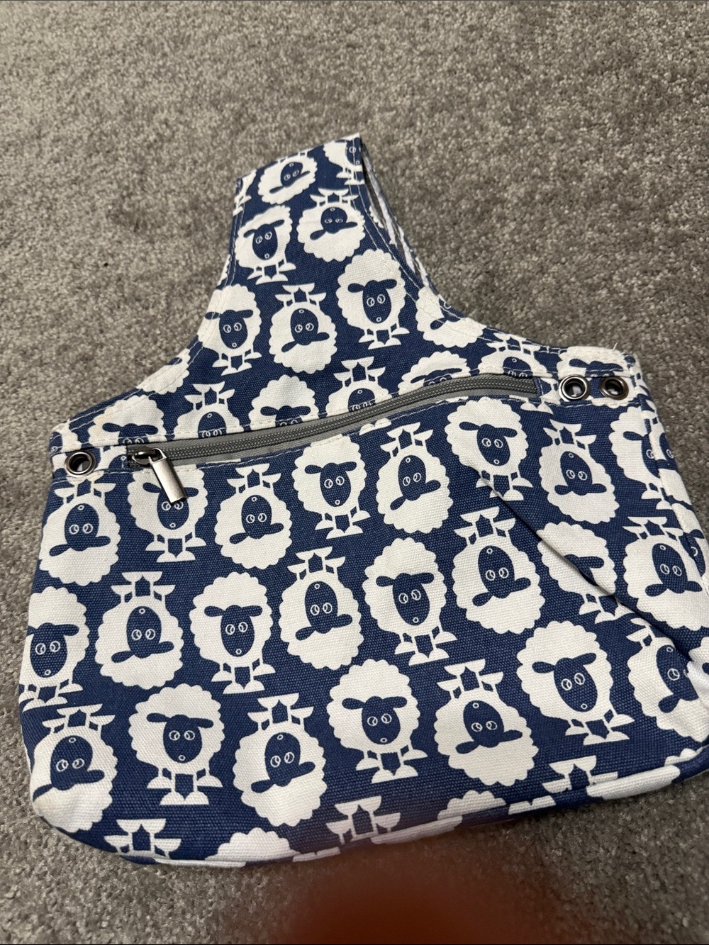 Blue & White Sheep Print Shoulder Bag